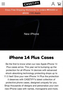 CASETiFY also listing Plus cases